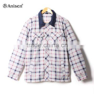 wholesale oem factory men plaids fleece jacket