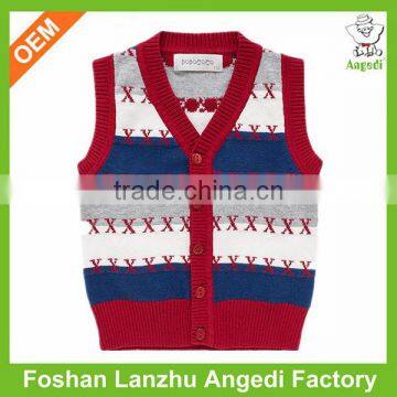 2016 custom baby boy's vest knitted jumper with placket fly baby cardigan