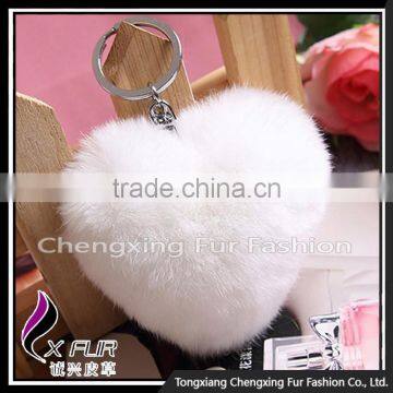 CX-R-46 Heart-Shaped Lovely Decoration High Quality Rex Rabbit Fur Keychain