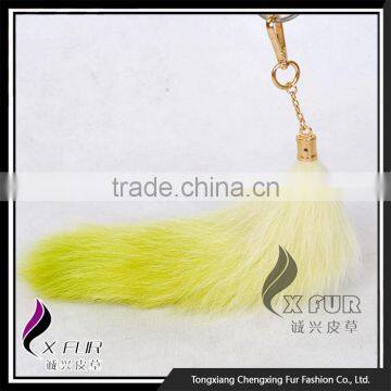 CX-R-34B Wholesale Custom Fashion Dip Dying Fox Fur Metal Keychain photo-2