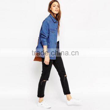 Washed Blue Loose Bulk Wholesale Jacket for Women Casual Wear photo-4
