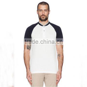 White and black blank polo shirts no collar raglan sleeve polo shirt