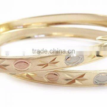 3Tone Gold plated Diamond cut bangles earring