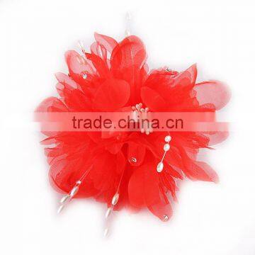 Handmade Silk Yarn Flower Brooches,fabric Flowers Headwear,girls Jewelry Skirt Brooch photo-3