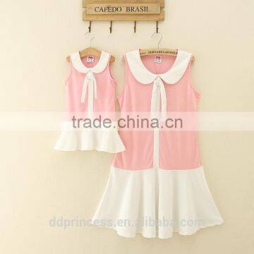 women casual dresse pink dress cotton sweet mom and me dresses kids clothes