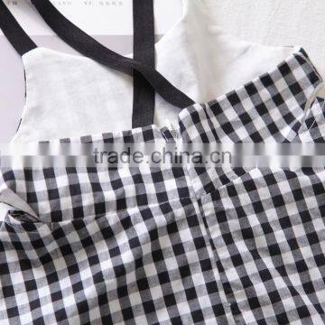 Wholesale Boutique Gingham Dress Fine Shoulder Straps Design A-word Frocks photo-4