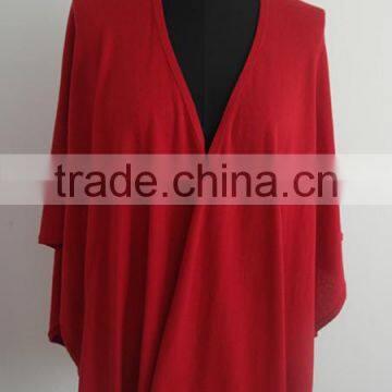 2014 Fashion Ladies Red 100%cotton Poncho Sweater