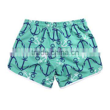 Blue Anchor Pattern Print Women in Stock Sports Wear Female Beach Shorts photo-2