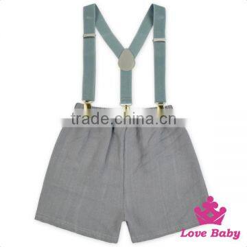 Summer Unisex Clothes Kids Panties Plain Color Linen Uniform Baby Braces Suit Shorts photo-5