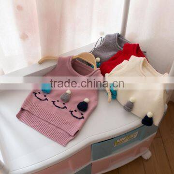 S32887W New Spring Korean Girls Knitted Baby Sweater Wild Kids Coat Cute Waistcoat