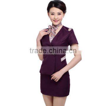 custom factory price fashion chantilly beautiful burgundy flight attendant uniforms