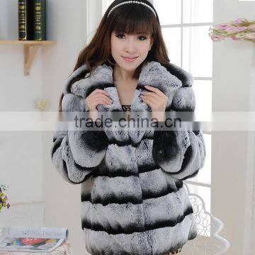 new fashion women stand collar full sleeves hooked long body dyed natural rex rabbit fur coat