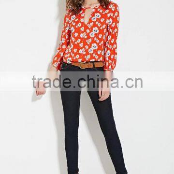 2016 High Quality Printed Cotton Fashionable Summer Long Sleeve Butterfly Blouse photo-4