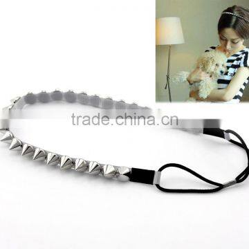 Jewelry Accessories 1 Cool Punk Silver Tone Spike Rivets Elastic Headband Hair Band