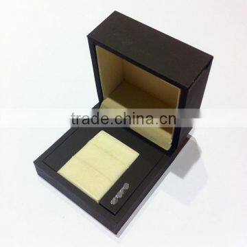 Leather Wooden Jewelry Packing Double Ring Box photo-2