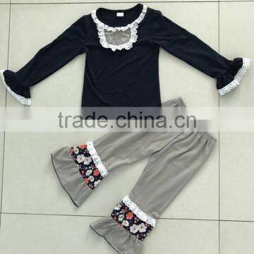 top selling plain ruffle cotton wholesale clothes sets