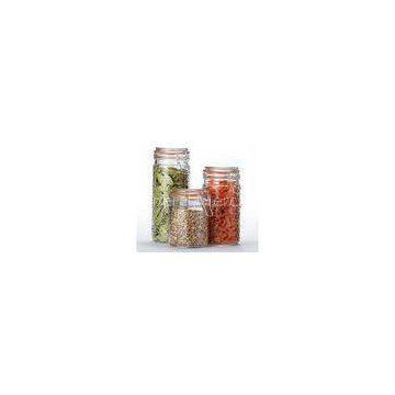 OEM Clear airtight glass canisters , glass food storage jars with lids for kitchen