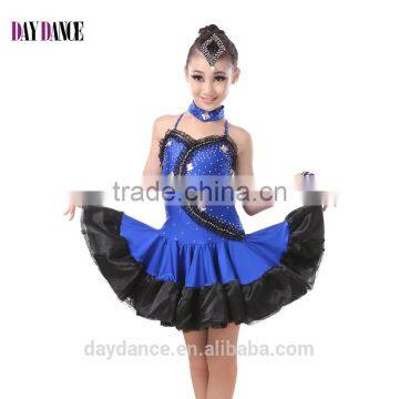 Kids Low Back Sexy Harness Dress Children Girl Ballroom Performance Latin Dance Dress