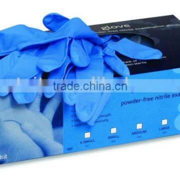 CE&ISO approved disposable blue violet color powdered powder free nitrile gloves