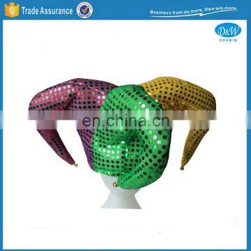 Purple Gold Green Mardi Gras Sequin Jester Hat