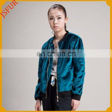 Short style fashion green embroidered velvet bomber jacket