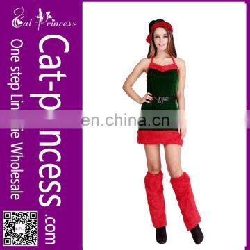 Hot sale cheap halter neck christmas costume with belt