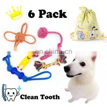 Fashion 6 Pack cat pet chew toys for dog 2017 Brand LOGO puppy squeaky cotton rope custom dog toys