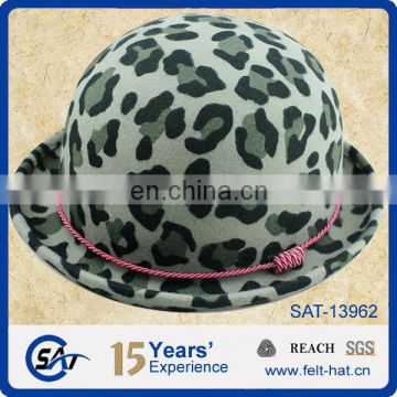 Double leopard 100% Australian wool felt printed hat