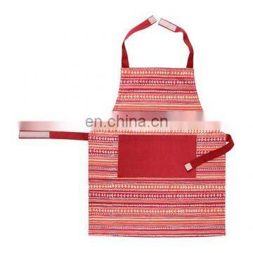 Chinese style vertical stripes red Velcro cotton apron for kids