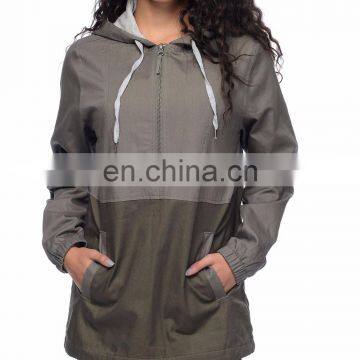 OEM Women Oversized Big Pocket Red Pullover Windbreaker Jacket