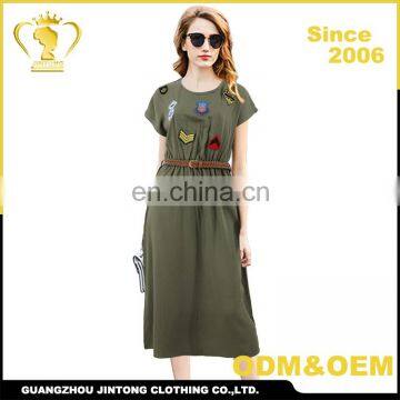 New fashionable hot sale wholesale green muslim girl dress 2017