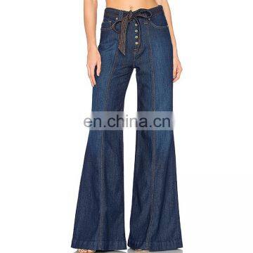 2017 Latest Design Ladies Jeans Pants Workwear Horn Trousers