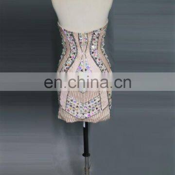 Latest Factory Directly Supply Champagne Sweetheart Beaded Samples of Cocktail Dress photo-4
