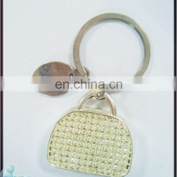 Popular Fashion Custom Metal Shape Crystal Keychain For Ladies Gift