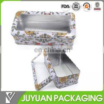 Rectangular tin can with clear window lid tin packaging box