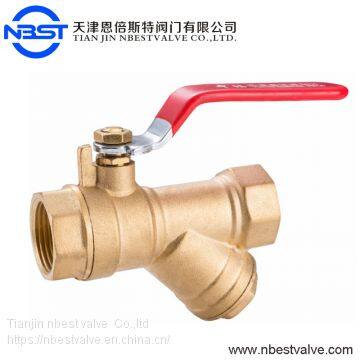 PTFE Screwed End Filter Strainer Brass Valve Y Type Ball Valve