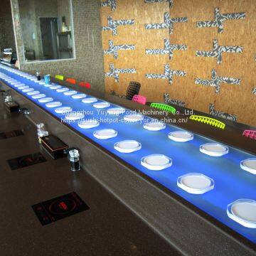 Sushi conveyor belt  system decorated with colorful LED lights - China factory