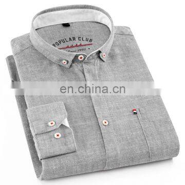 Hight Quality Mens Long Sleeve Plus Size Heather Colors Cotton Linen Casual Shirts photo-3