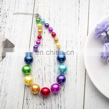 Kids Rainbow Necklace Bracelet Set Baby Girl Colorful Bubble Beads Beauty Holiday Gift photo-3