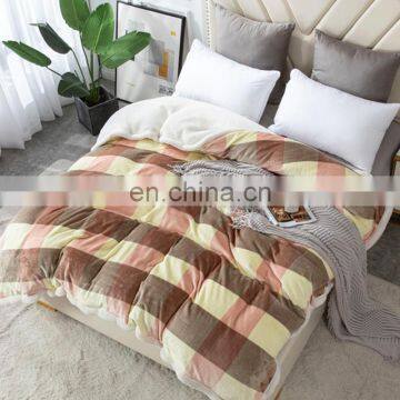 Manufacturers Wholesale Two Sided Design Thick Plain Imitate Lamb Wool Micro Coral Fleece Outdoor Adult Throw Blanket for Winter photo-2