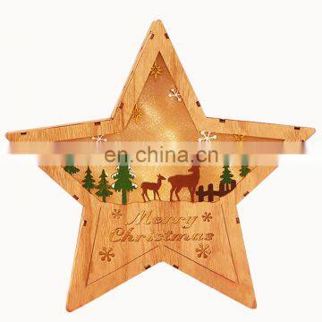 Hot Selling Nordic Style Christmas 3D Wood Star Shaped LED Table Night Light photo-4