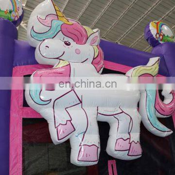 Unicorn Themed Bounce House Bouncy Jumping Castle Bouncer Kids Playhouse Inflatable Bouncer Combo With Slides photo-4