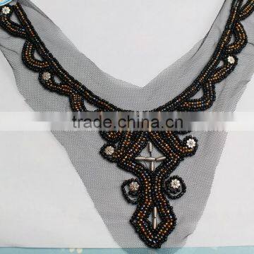 0518L Hot Sale Fashion Handmade Rhinestone Collar Applique, V Shape Rhinestone Applique Collar,beaded Rhinestone Collar Applique photo-5
