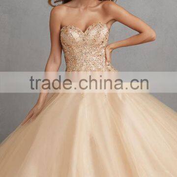 2014 New High Quality Royal sleeveless Ball Gown with beaded A-Line Quinceanera Dress