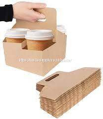 Cardboard packaging cup holders paper coffee cup carrier with handle eco friendly drink holder