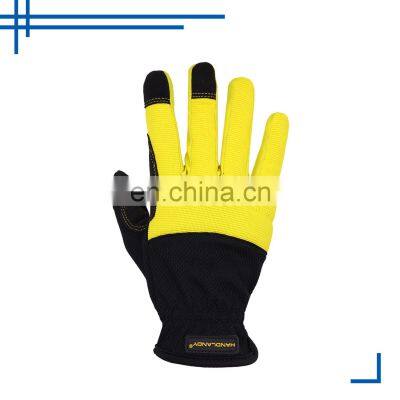 HANDLANDY Synthetic Leather Palm Garden Work House Chores Automotive Safety Working Gloves for Mechanic photo-5