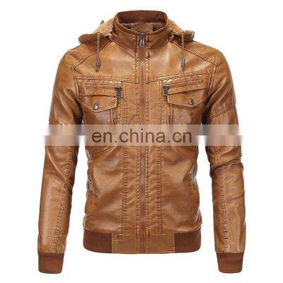 New Fashion Appearance Men Outerwear Stylish Hooded Leather Jacket Cool Slim Men Autumn Fashion Jackets