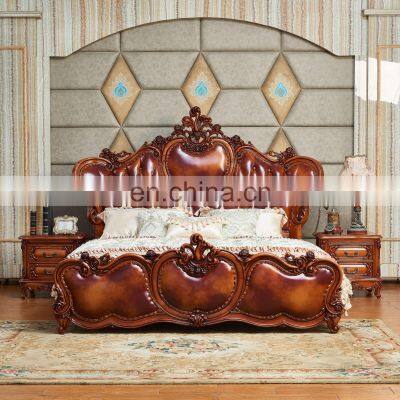 Luxury King size beds antique wooden cama bed frame bedroom sets furniture