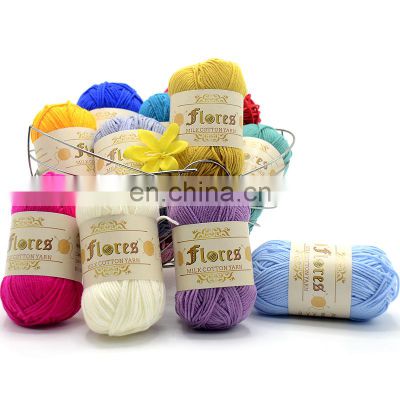 wholesale 50G 3Ply Yarn Milk Cotton Crochet Yarn hand knitting baby yarn for hand knitting