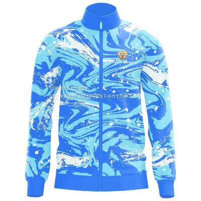 Blue Custom Sublimation Jacket With Blue Zipper photo-1